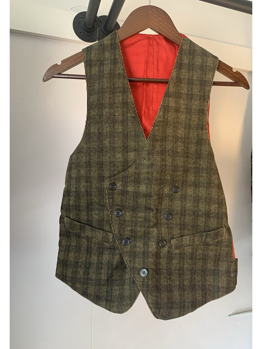 Vintage 50-60’s Reversible Men’s Vest Plaid Red XS/S